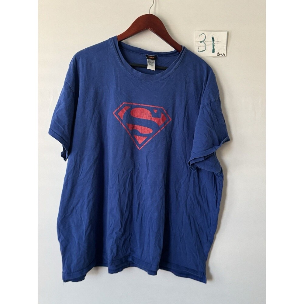 DC Comics Superman T Shirt Mens XXL Blue Red Logo Graphic Y2K Distressed